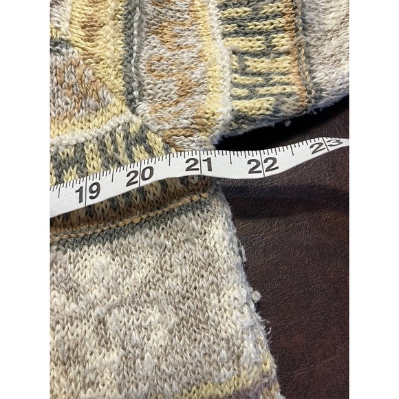 Talbots Women's Cardigan Sweater M Irish Linen Blend Button Front Knit Beige VTG - Picture 12 of 13